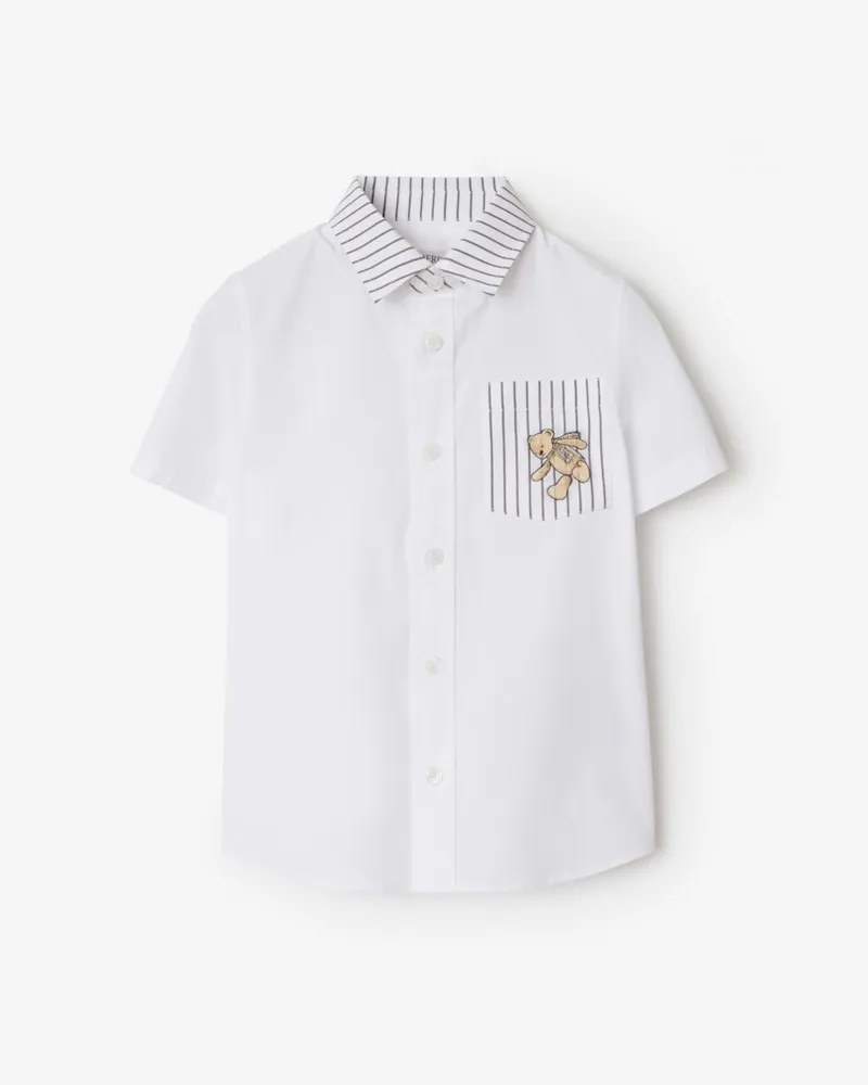 Burberry Baumwollhemd mit Streifen und Thomas Teddybär-Motiv Weiß