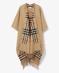 Burberry Wendbares Woll-Kaschmir-Cape in Check Vintage-beige