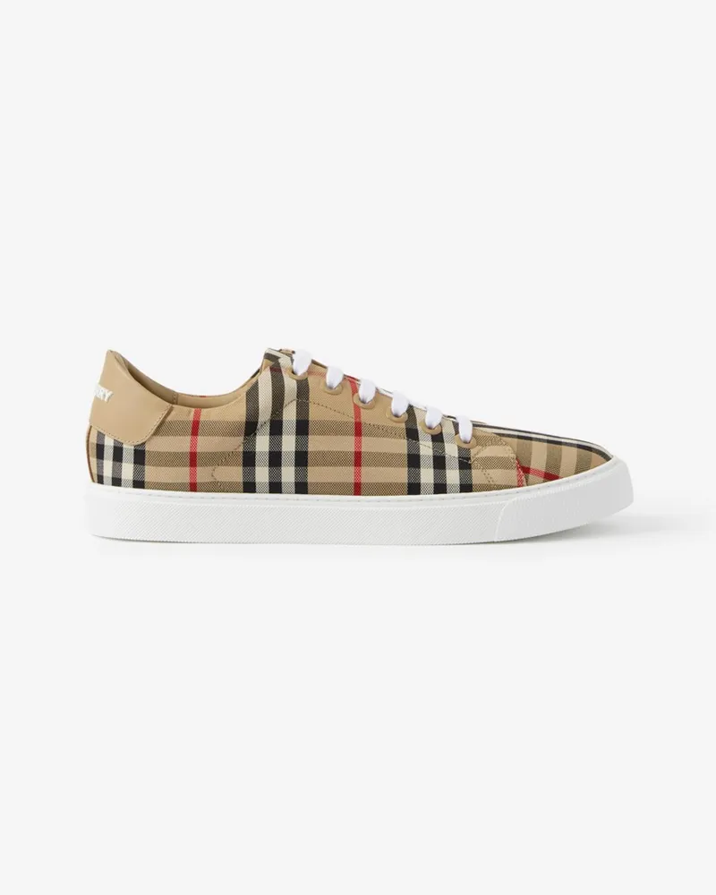 Burberry Sneaker aus Check-Gewebe und Leder Vintage-beige