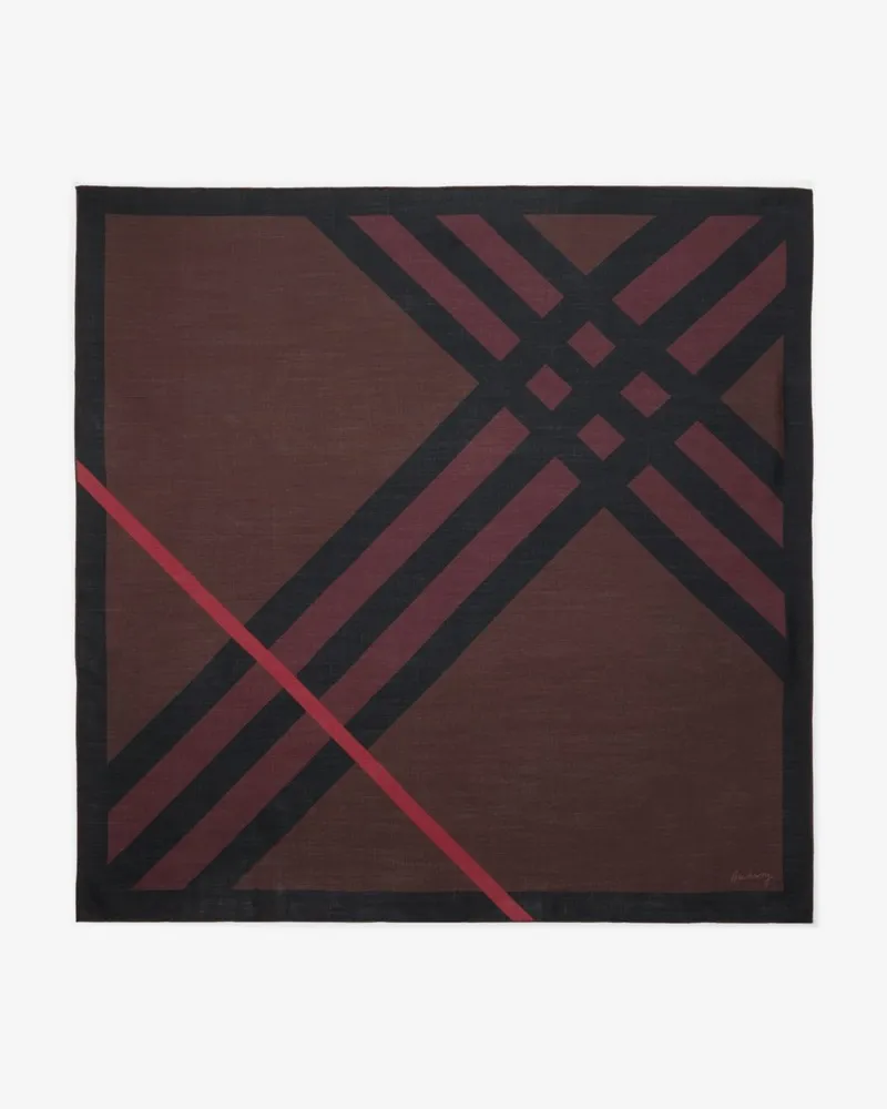 Burberry Schal aus Kaschmir und Seide in Check Ruby-rot