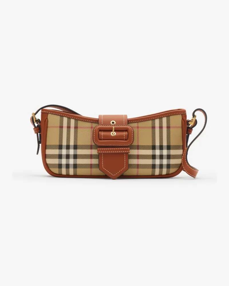 Burberry Schultertasche in Check Vintage-beige