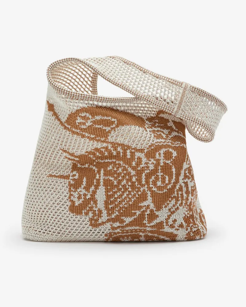 Burberry Große Häkeltasche mit EKD-Motiv Weiß