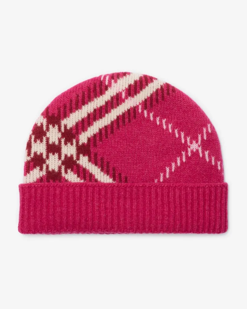 Burberry Kaschmirmisch-Beanie in Check Jam-rosa