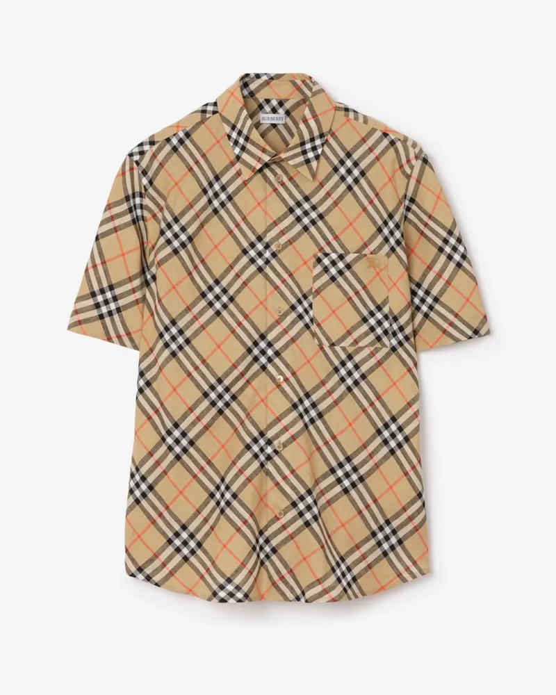 Burberry Legeres Leinenhemd in Check , Size Sand-beige