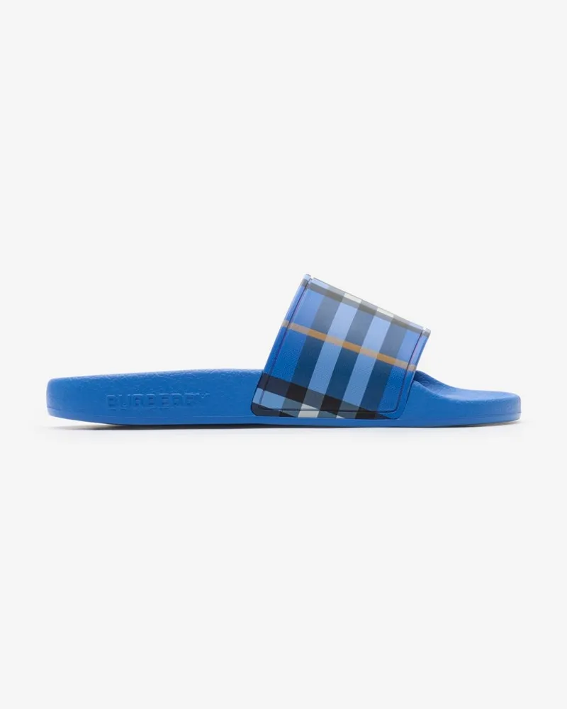 Burberry Slides in Check , Size Hyacinth