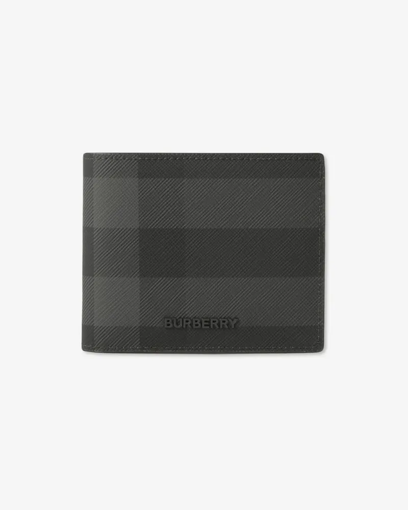 Burberry Schmale Faltbrieftasche in Check Charcoal-grau