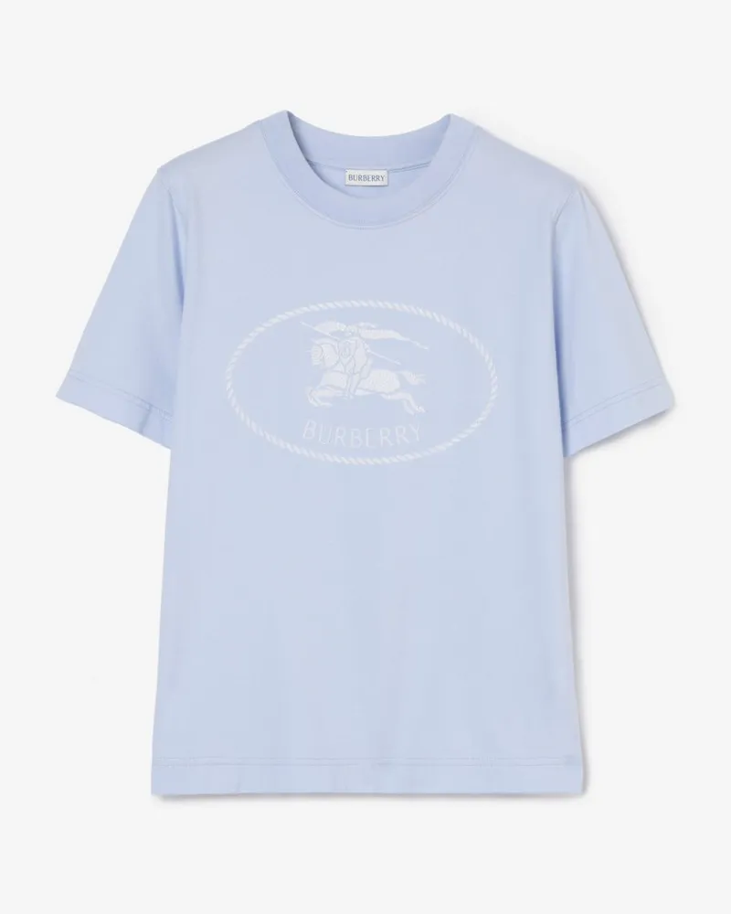 Burberry Baumwoll-T-Shirt mit Knight Stamp , Size Agapanthus