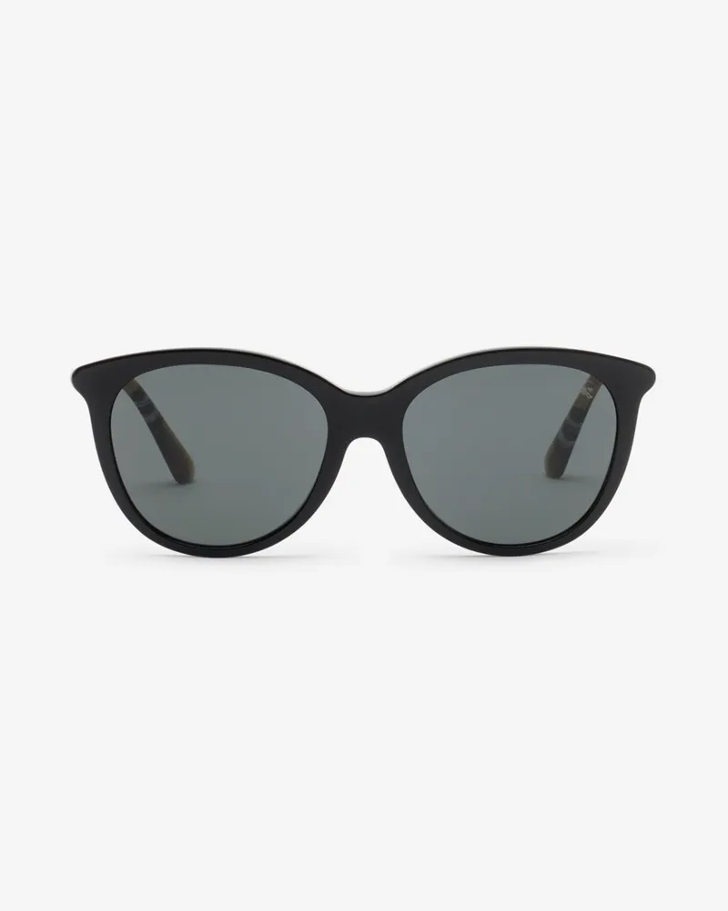 Burberry Sonnenbrille „Tubular“ mit runder Fassung in Check Schwarz