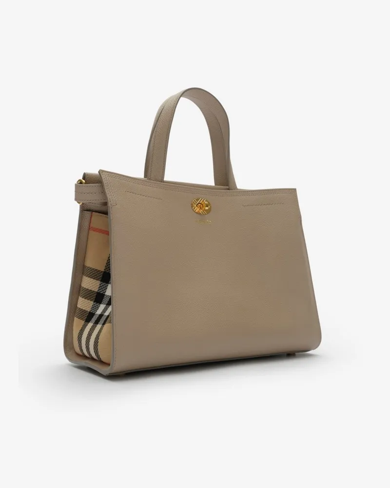 Burberry Kleine Henkeltasche „Cotswolds“ in Check Mushroom-beige