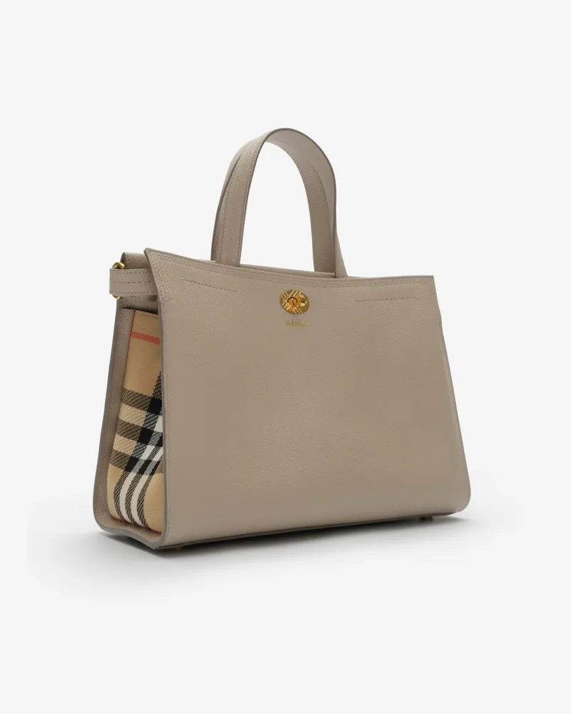 Burberry Kleine Henkeltasche „Cotswolds“ in Check Mushroom-beige