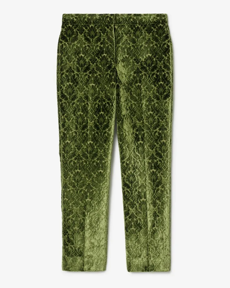 Burberry Elegante Samthose im Barockmuster Grün