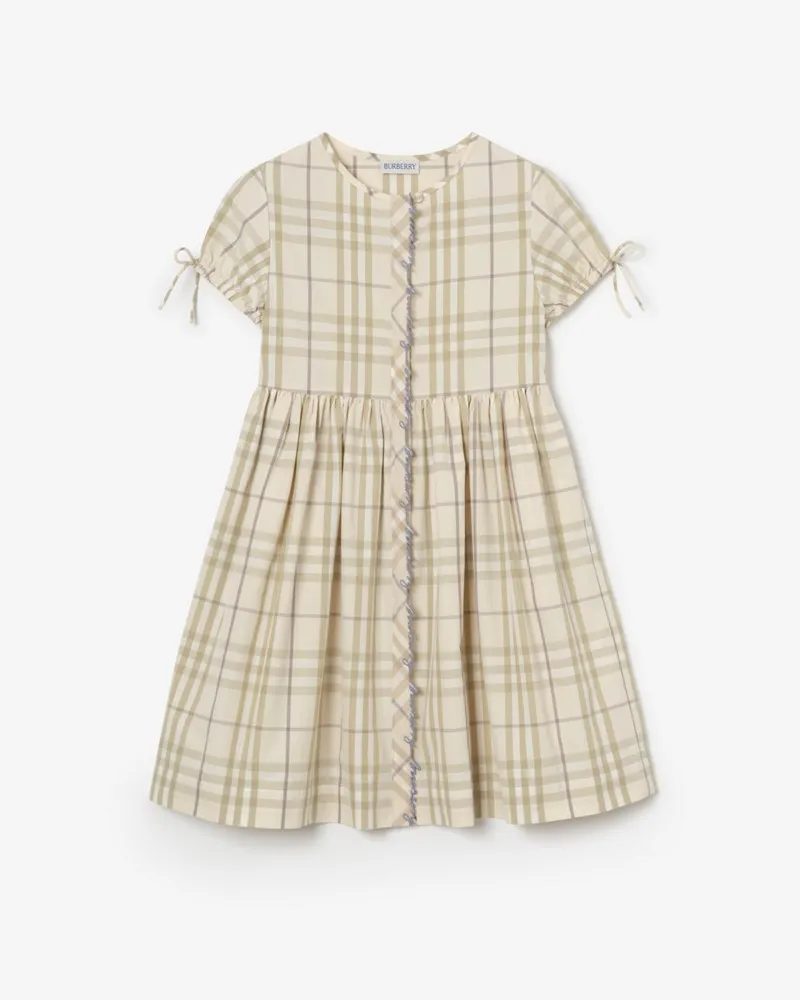 Burberry Baumwollkleid in Check , Size Sesame-beige
