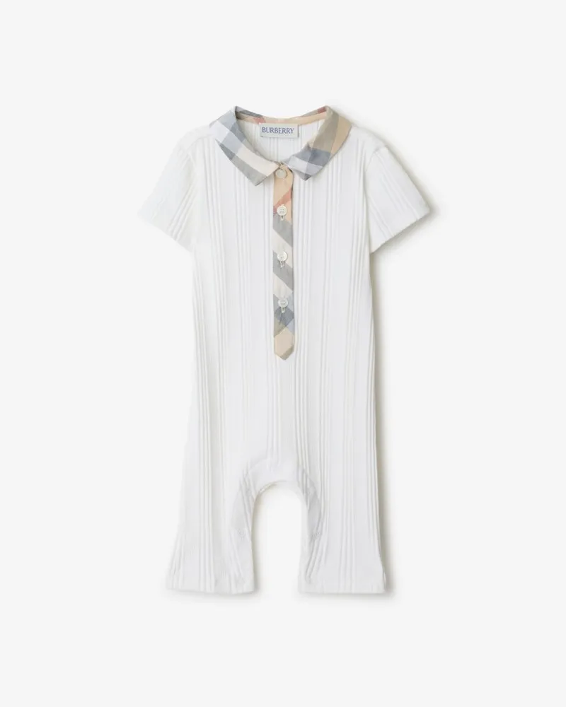Burberry Stretchbaumwoll-Strampelanzug Weiß
