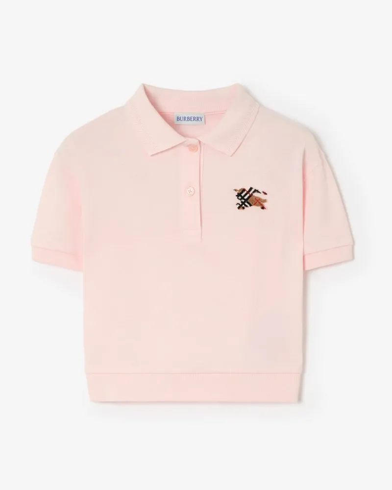 Burberry Baumwoll-Poloshirt mit Knight in Check , Size Ice