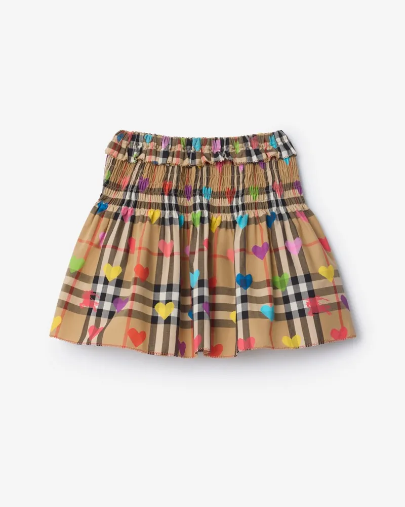 Burberry Baumwollrock im Herzchen-Check , Size Sand