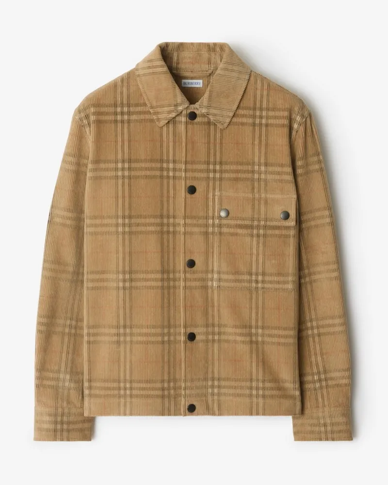 Burberry Cord-Hemdjacke in Check Sand