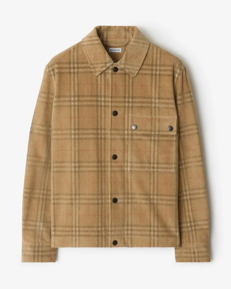 Burberry Cord-Hemdjacke in Check Sand