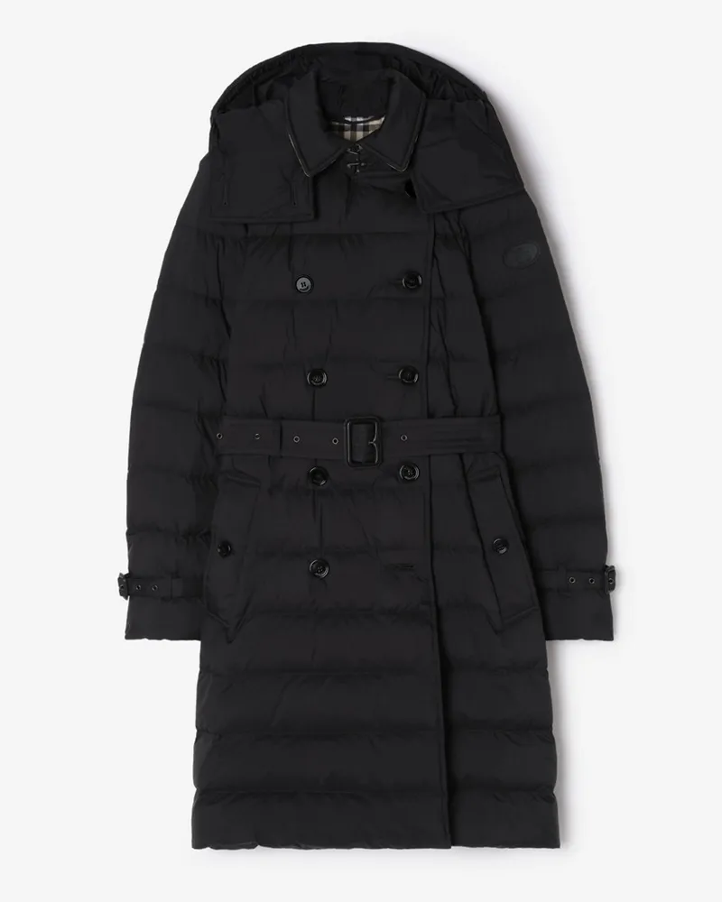 Burberry Mittellanger wattierter Mantel „Audley“ aus Nylon , Size Schwarz