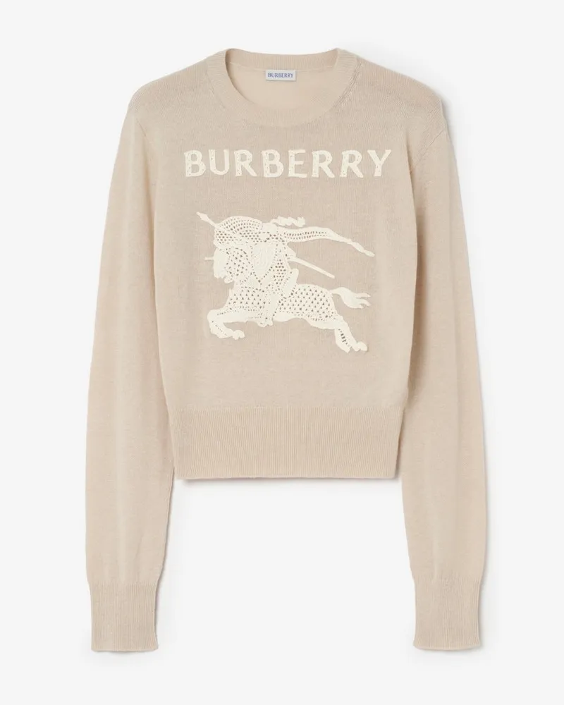 Burberry Baumwoll-Woll-Pullover mit EKD-Motiv , Size Easel-beige