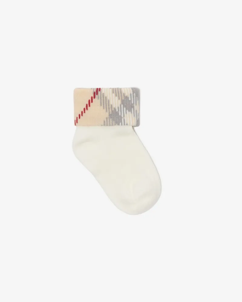Burberry Baumwollmisch-Socken mit Check-Besatz Weiß