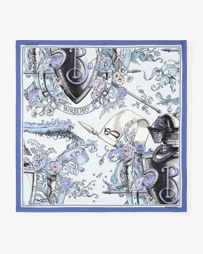 Burberry Etched Knight Silk Scarf Cornflower-blau