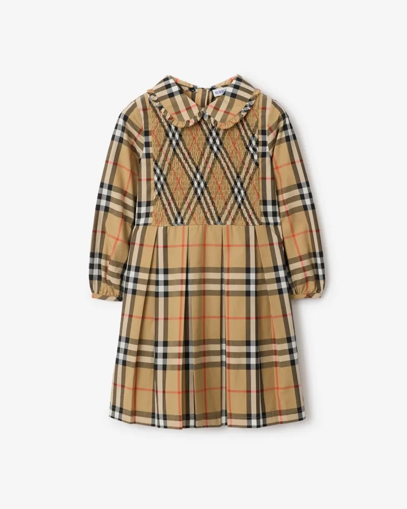 Burberry Kleid aus Baumwollpopelin in Check , Size Sand-beige