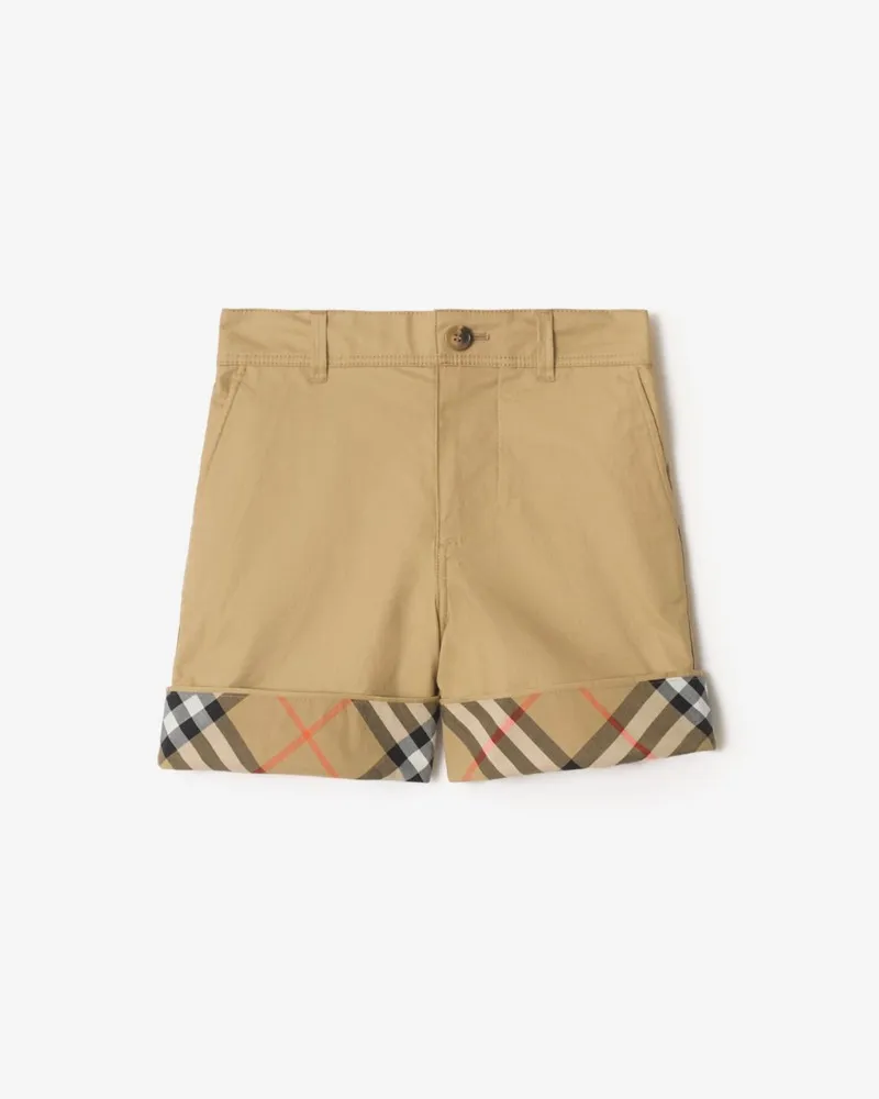 Burberry Baumwollshorts mit Check-Akzent , Size Sand-beige