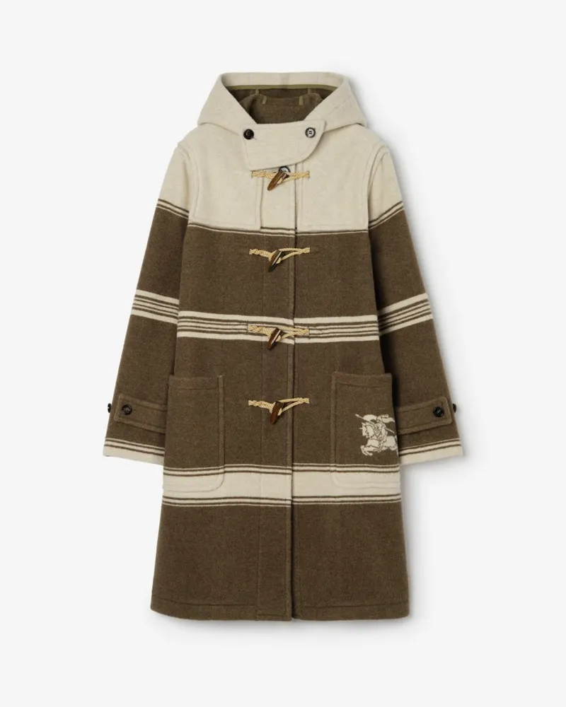 Burberry Woll-Baumwollmisch-Dufflecoat mit Streifenmuster Scout-grün