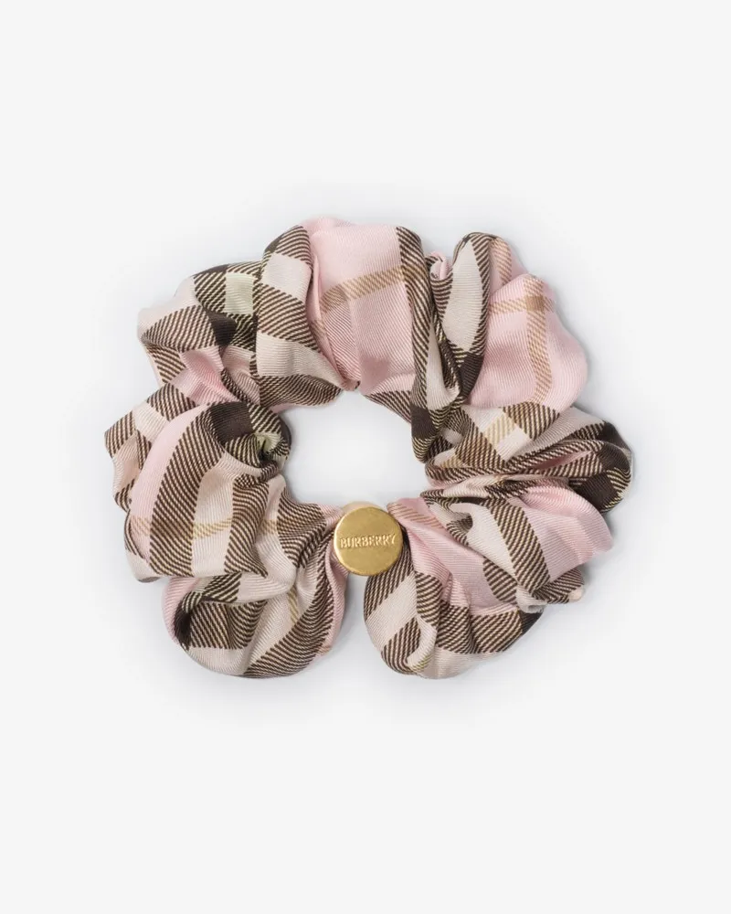Burberry Seidenscrunchie in Check Bow-rosa