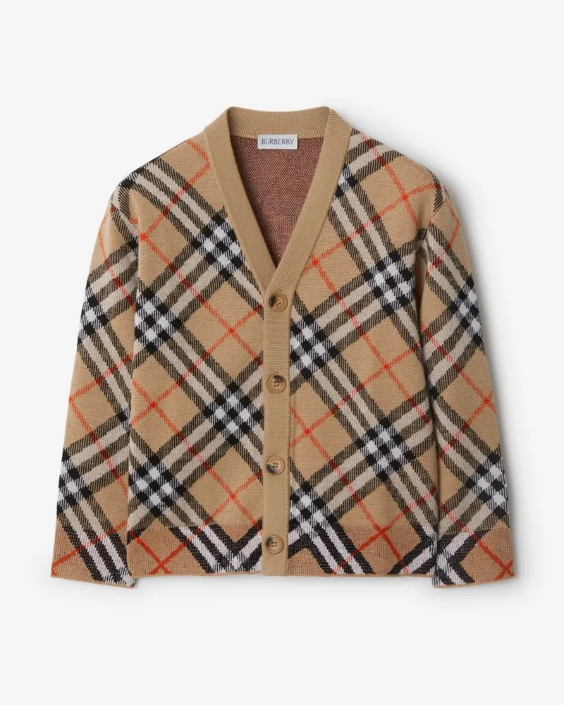 Burberry Wollcardigan in Check , Size Sand-beige