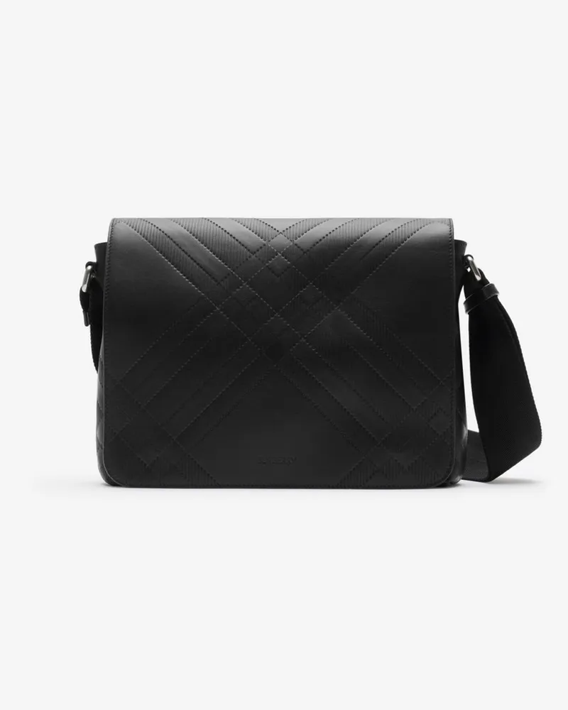 Burberry Messenger-Tasche mit geprägtem Karomuster Black