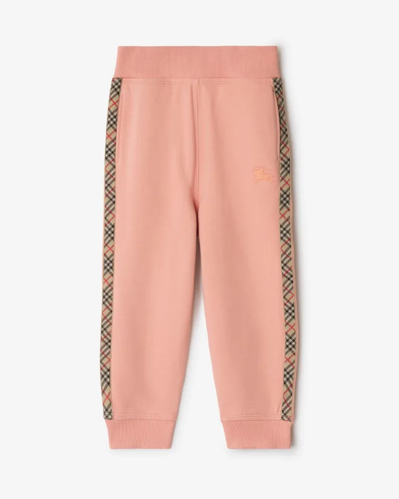 Burberry Baumwoll-Trainingshose mit Check-Besatz Slipper-rosa