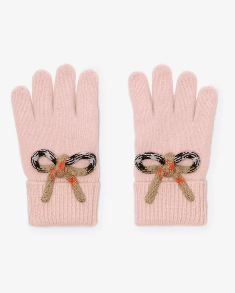 Burberry Woll-Kaschmir-Handschuhe mit Check-Schleife Bouquet-rosa