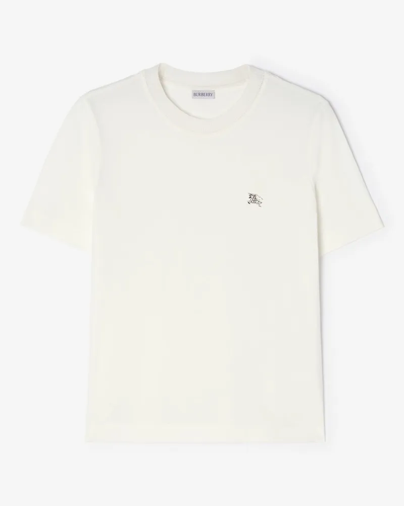 Burberry Baumwoll-T-Shirt mit Knight aus Kristallen Chalk