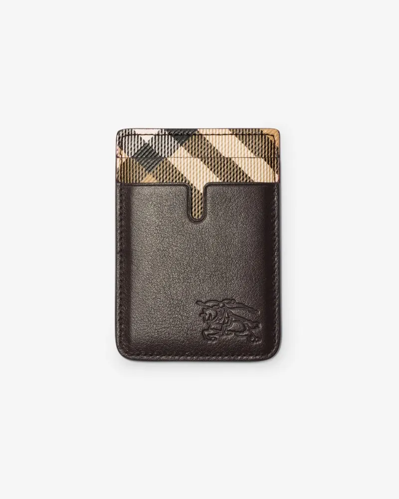Burberry Magnetisches Kartenetui mit Check-Akzent Peat