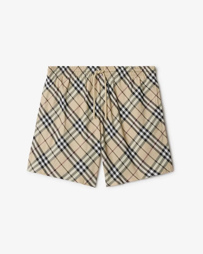 Burberry Schwimmshorts in Check Alabasterfarben