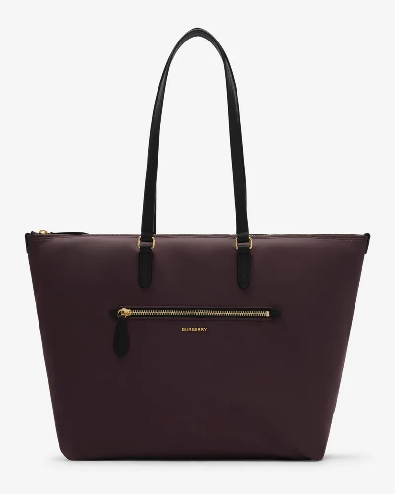 Burberry Große Nylon-Henkeltasche mit Reißverschluss Rubus-rot