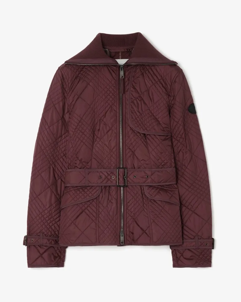 Burberry Nylonjacke „Abbeydale“ mit kleinem Karo-Nahtmuster , Size Vineyard