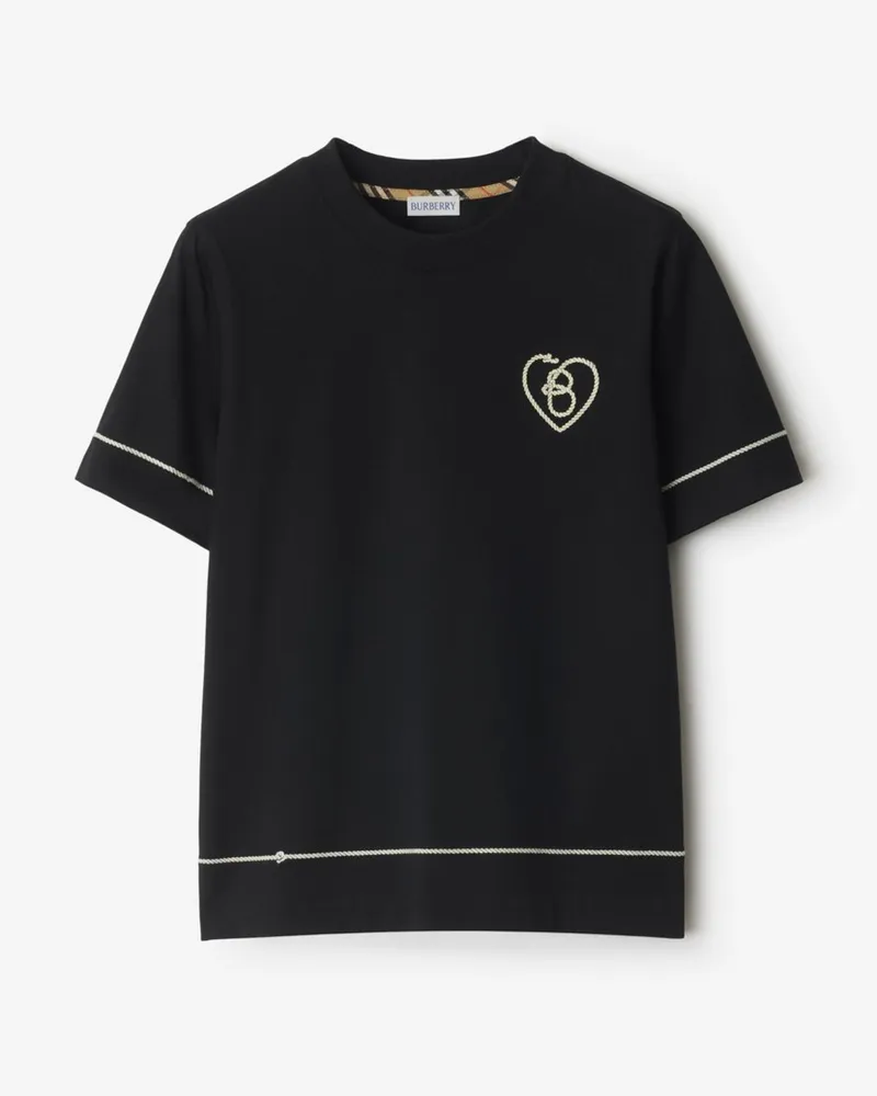 Burberry Baumwoll-T-Shirt mit B-Herz Schwarz