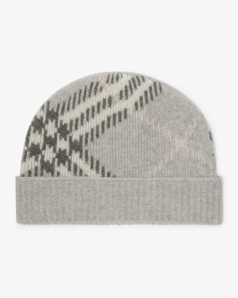 Burberry Kaschmirmisch-Beanie in Check Mitten-grau
