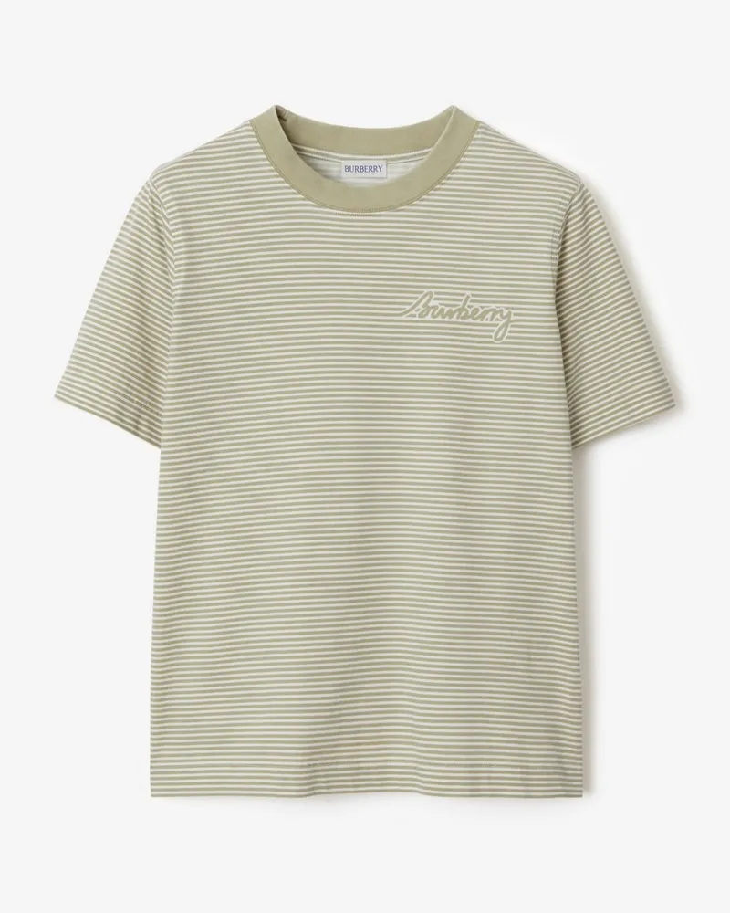 Burberry Baumwoll-T-Shirt mit Streifenmuster Beige