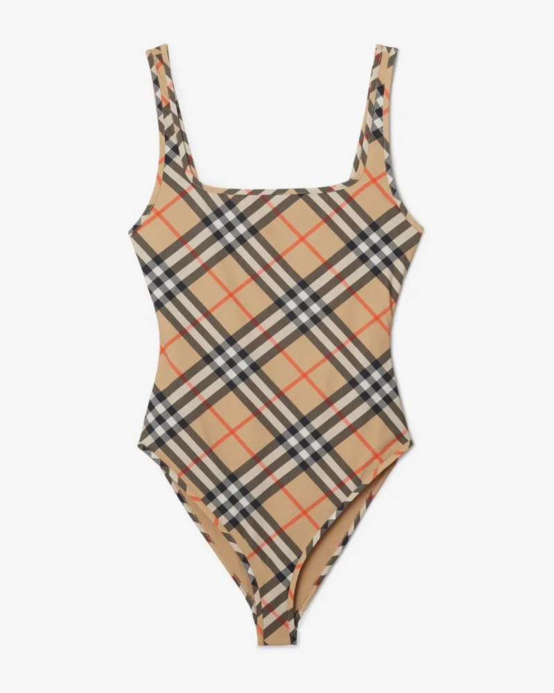 Burberry Badeanzug in Check , Size Sand