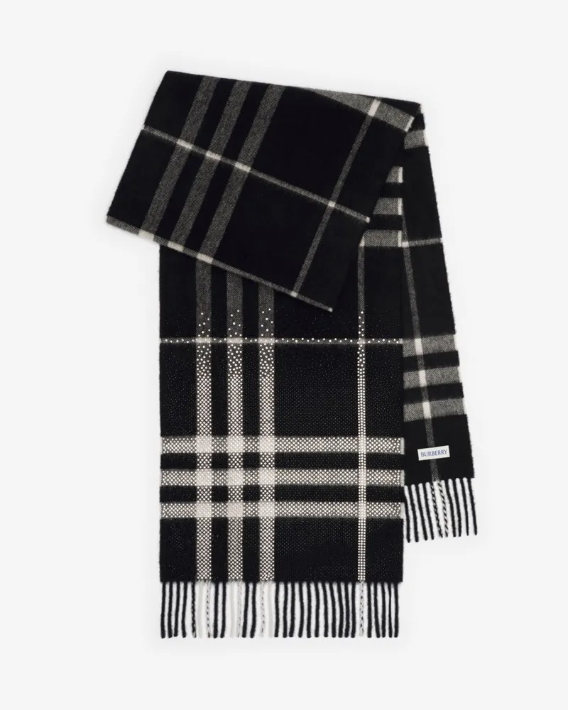 Burberry Kaschmirschal in Check mit Kristallbesatz Schwarz