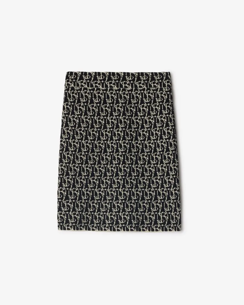 Burberry Wollmischrock mit B-Motiv Schwarz