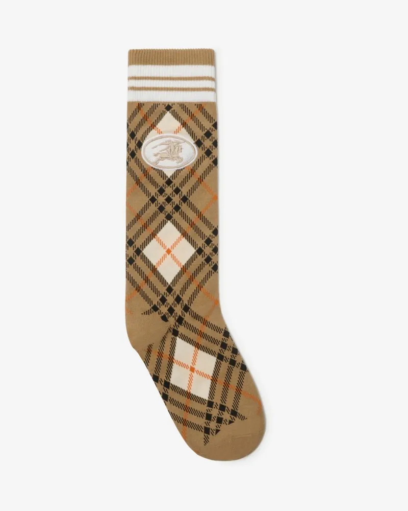 Burberry Stretchbaumwollmisch-Socken im Argyle-Design Biscuit-beige