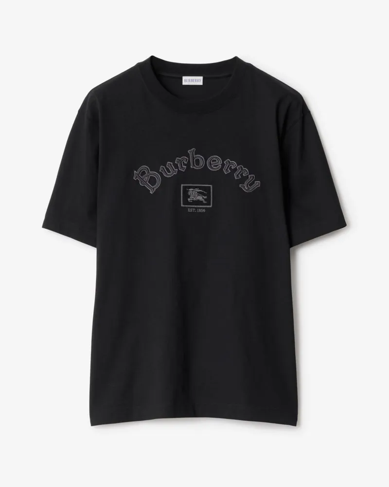 Burberry Baumwoll-T-Shirt mit Gothic-Logo Schwarz