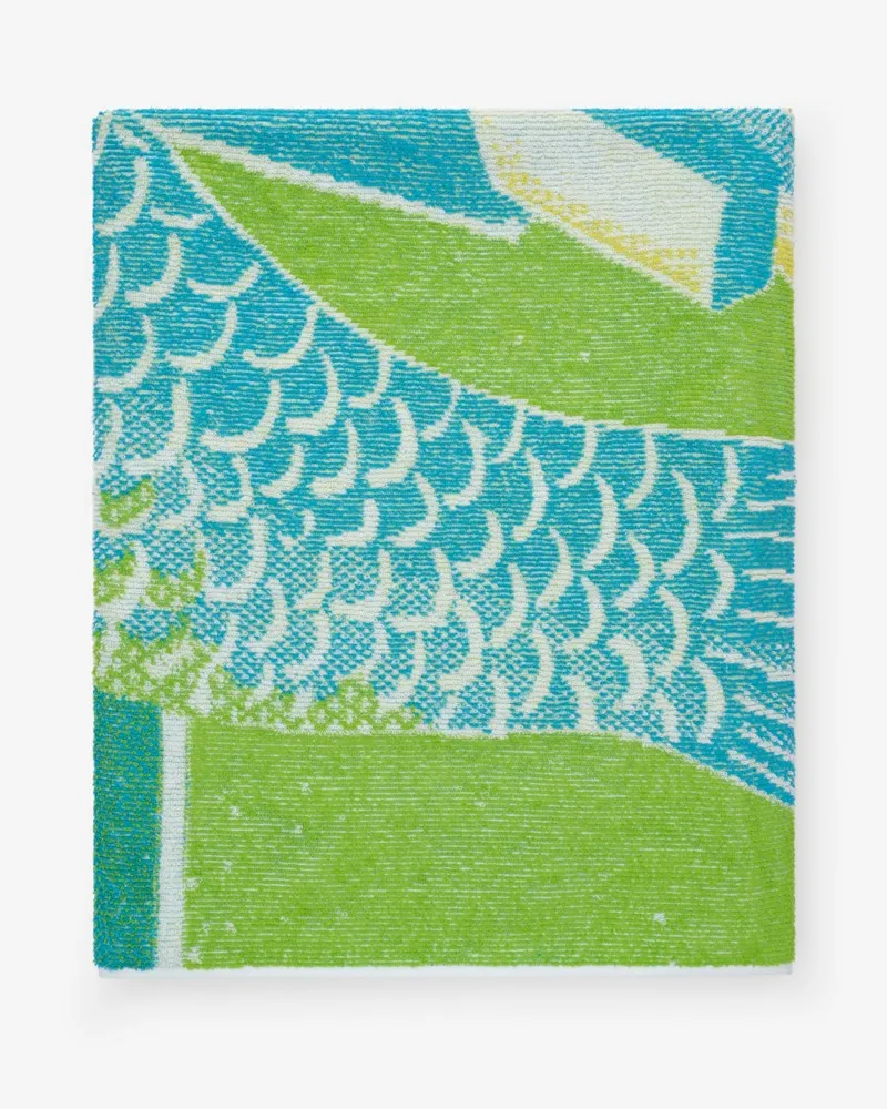 Burberry Baumwoll-Handtuch mit Fish-and-Chips-Motiv Iguana-grün