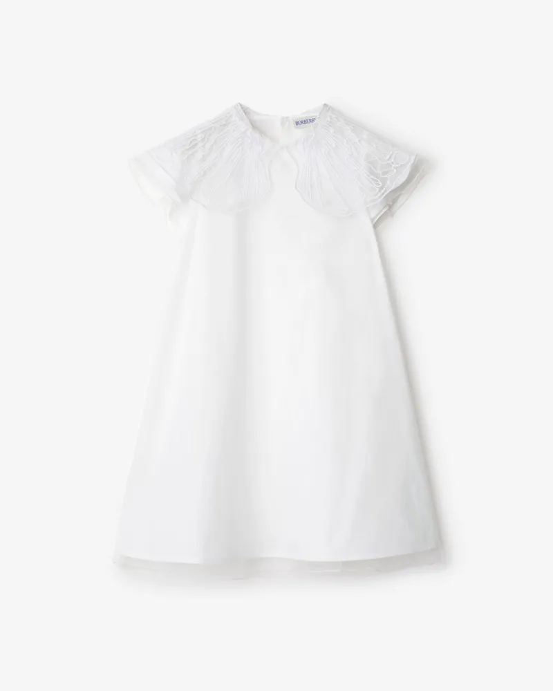 Burberry Baumwollkleid mit Tüll Weiß