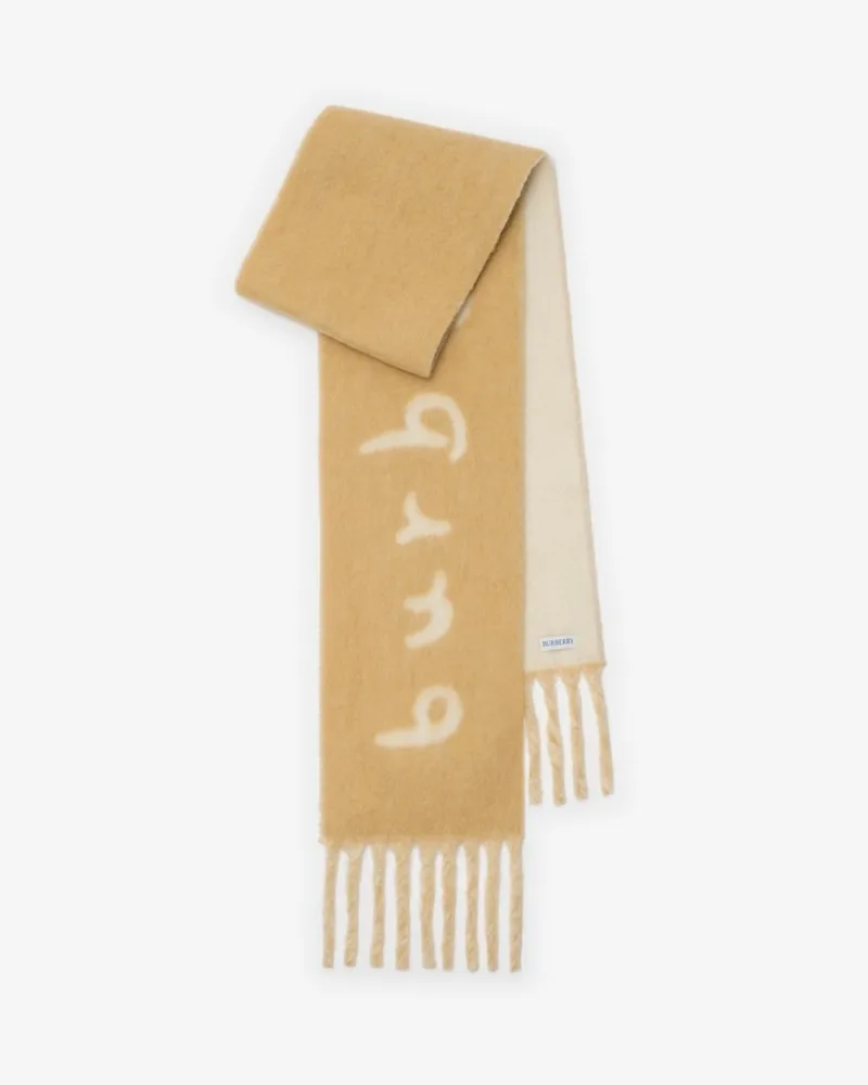 Burberry Wendbarer Alpaka-Wollmisch-Schal mit Logo Sand-beige