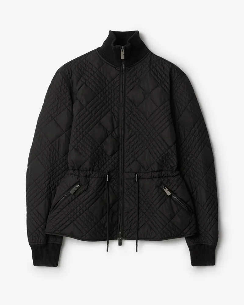 Burberry Nylonjacke „Wakerley“ mit kleinem Karo-Nahtmuster , Size Schwarz